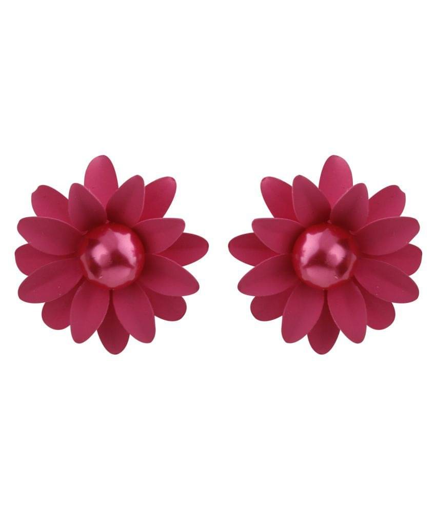Silver Shine Superb Pink Beautifully Created Floral Design Stud Earring For Girls And Women Silver Shine Superb Pink Beautifully Created Floral Design Stud Earring For Girls And Women