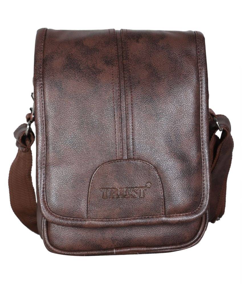     			Trust Brown P.U. Casual Messenger Bag