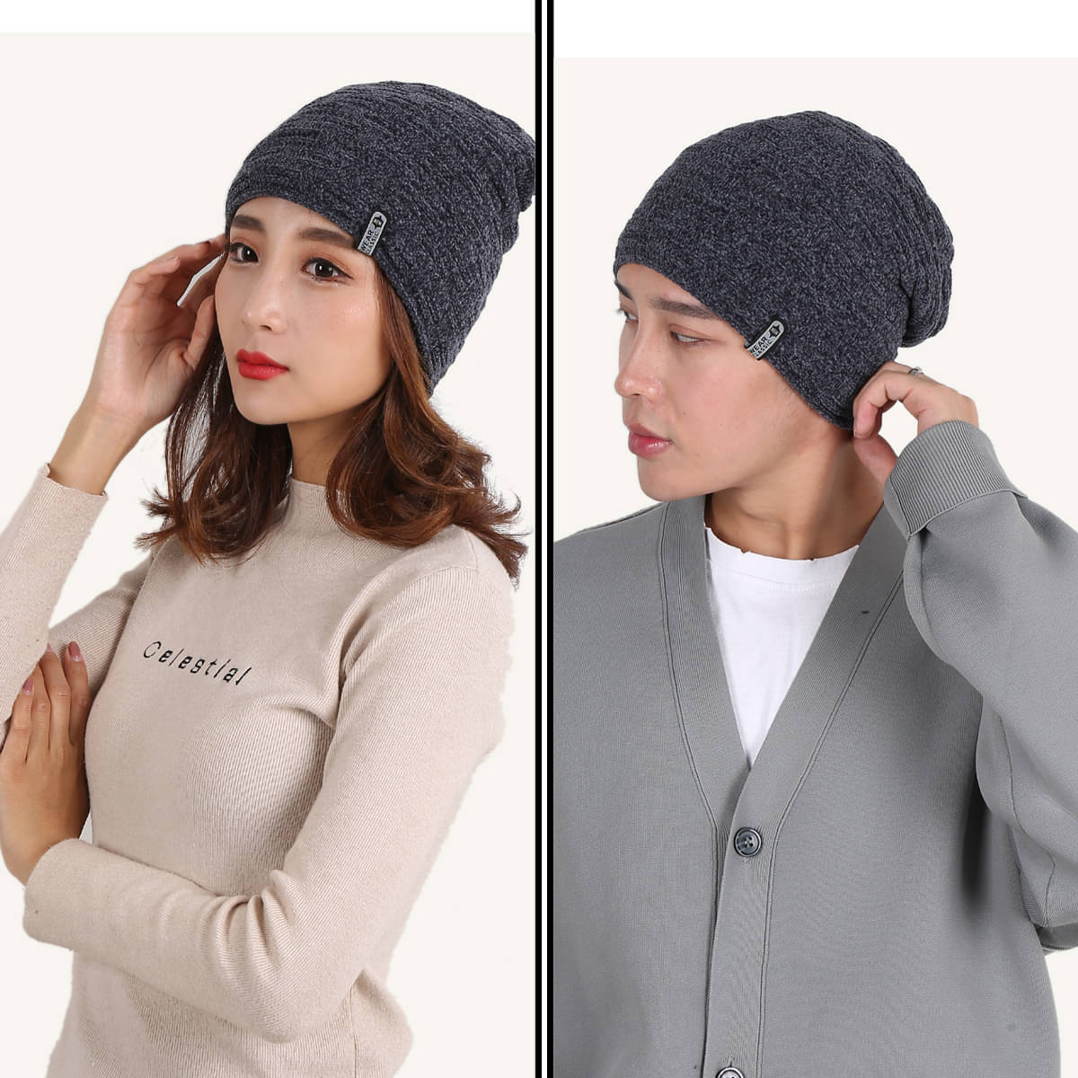     			Edifier Woollen Winter Cap for Men & Women (Pack of 2)