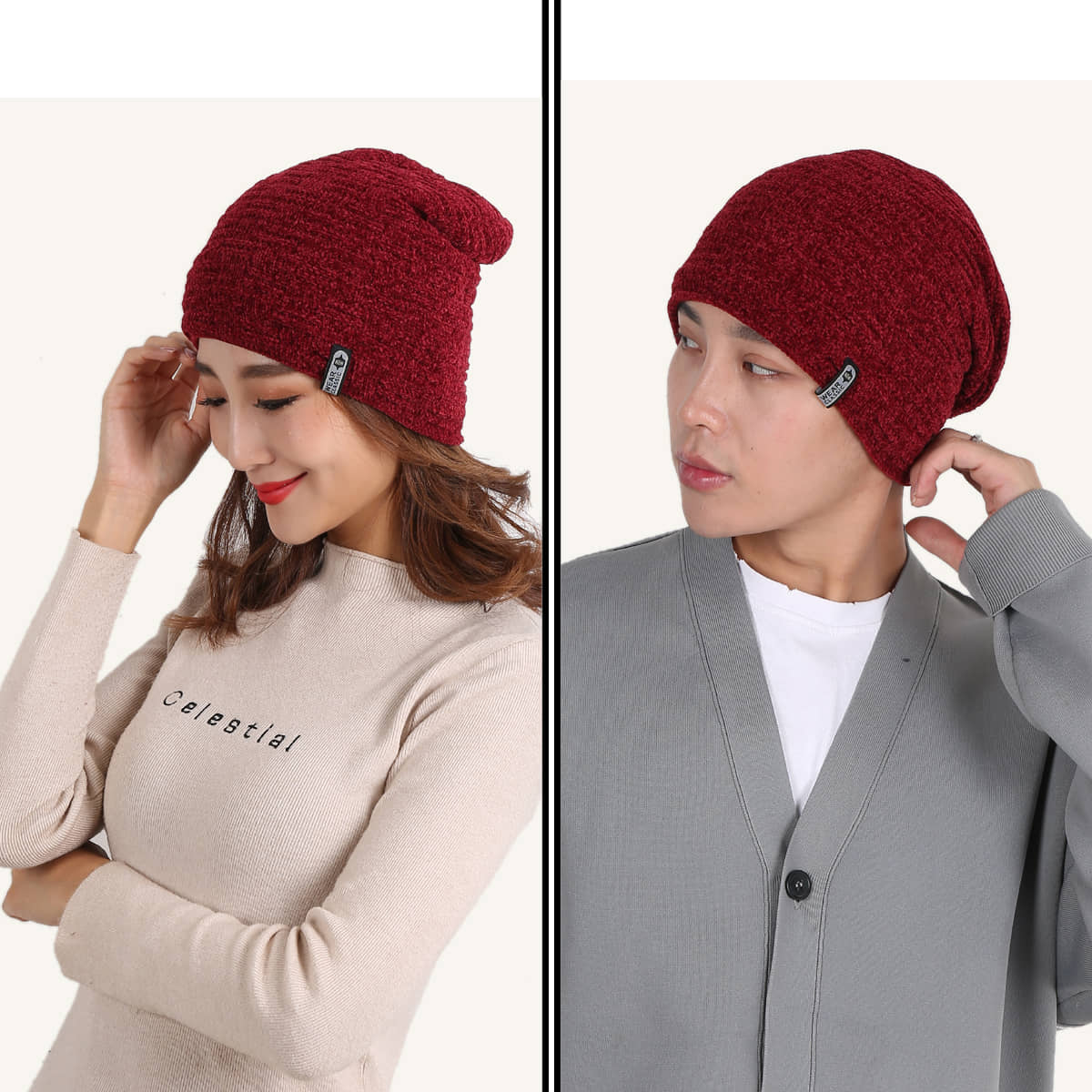 Edifier Woollen Winter Cap for Men & Women (Pack of 2)