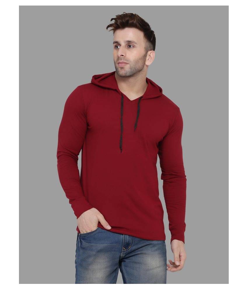     			Tfurnish Cotton Blend Maroon Solids T-Shirt