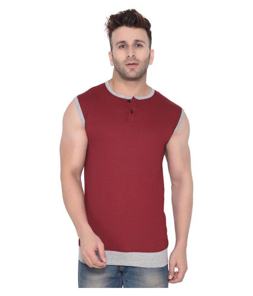 Tfurnish Cotton Blend Maroon Solids T-Shirt Tfurnish Cotton Blend Maroon Solids T-Shirt
