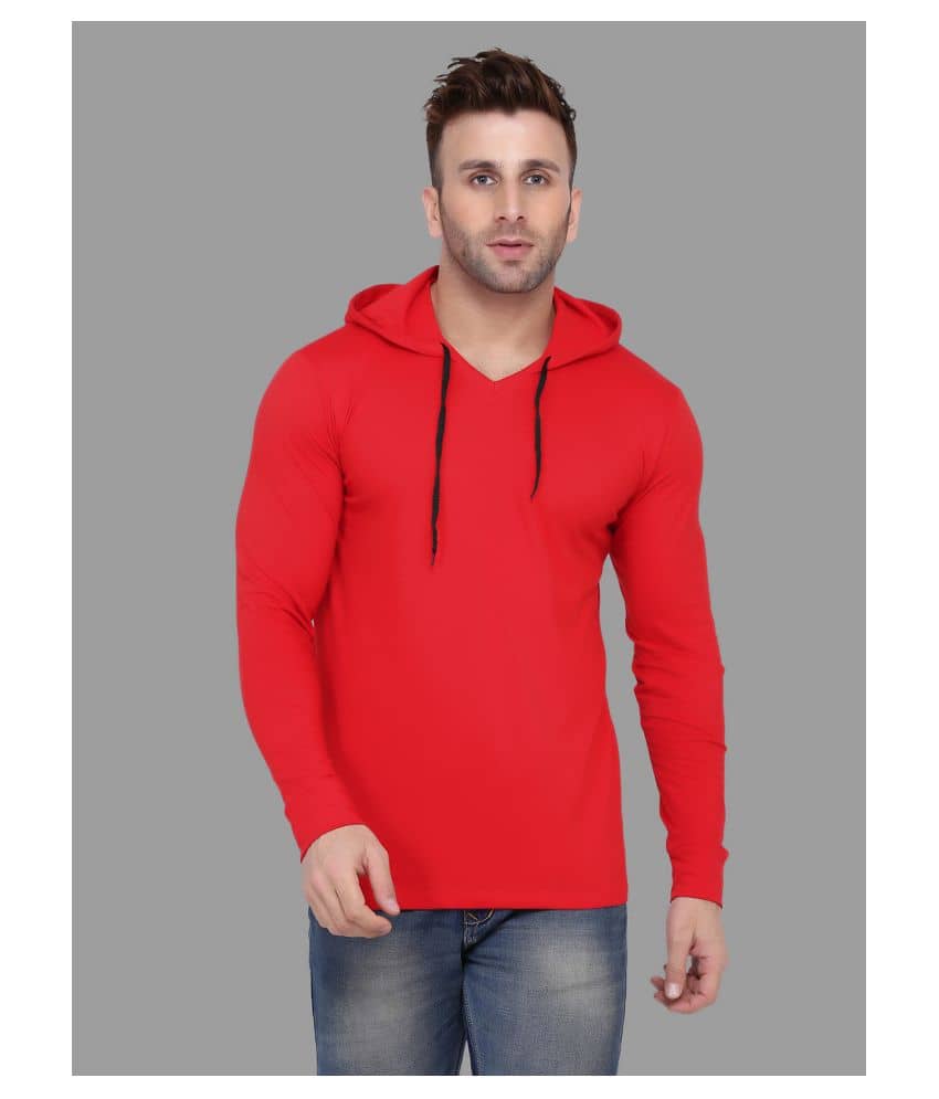 Tfurnish Cotton Blend Red Solids T-Shirt