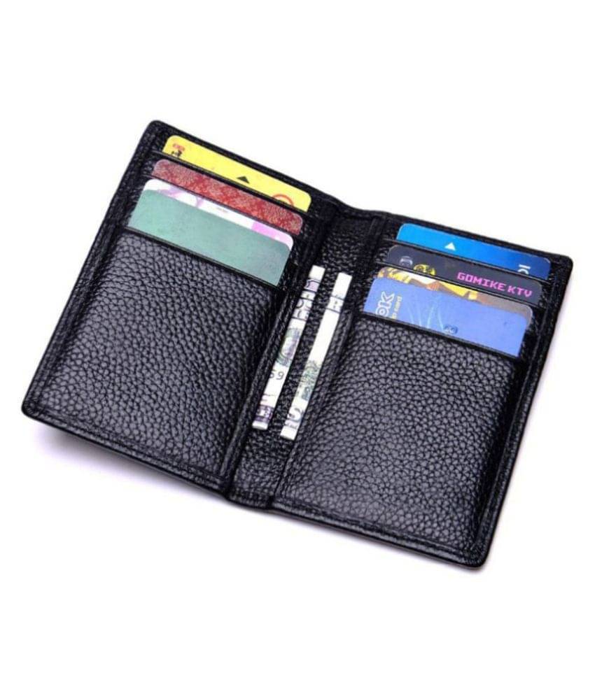     			Hide&Sleek RFID Protected Black Rexine Card Holder