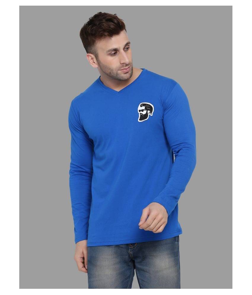     			Tfurnish Cotton Blend Blue Solids T-Shirt