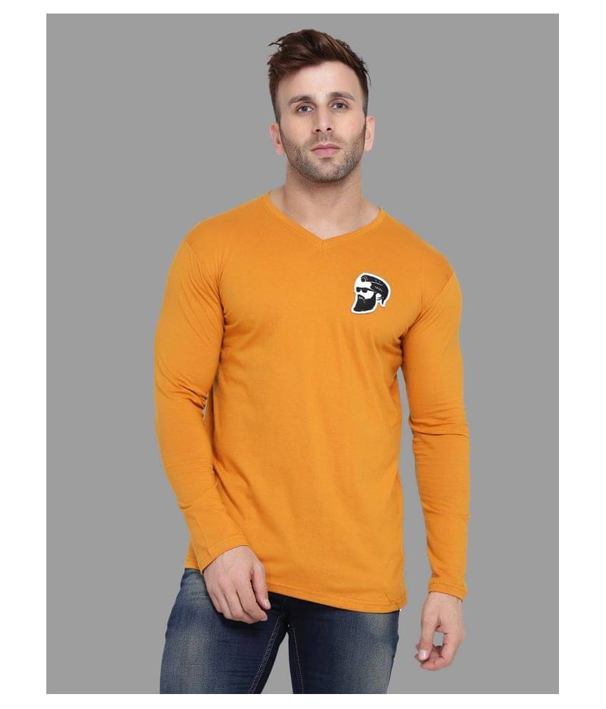     			Tfurnish Cotton Blend Gold Solids T-Shirt