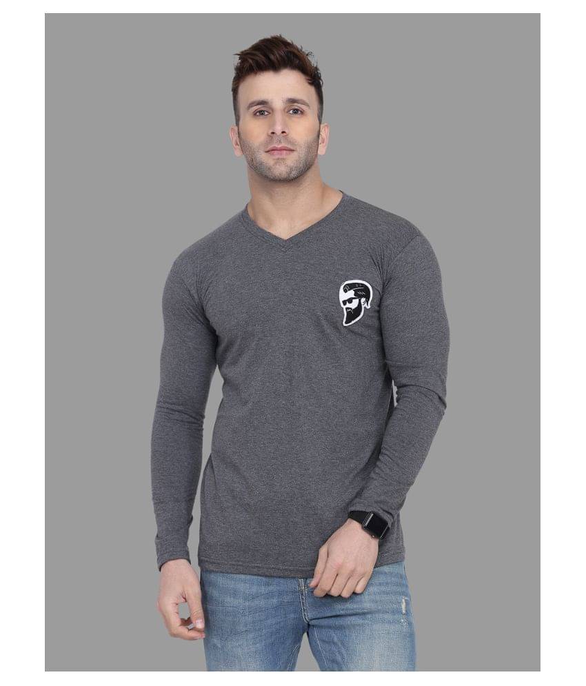     			Tfurnish Cotton Blend Grey Solids T-Shirt