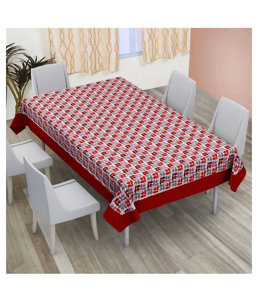     			DECOTREE Abstract Cotton 8 Seater Rectangle Table Covers ( 228 x 152 ) cm Red
