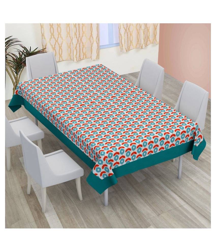 DECOTREE Floral Cotton 8 Seater Rectangle Table Covers ( 228 x 152 ) cm Aqua DECOTREE Floral Cotton 8 Seater Rectangle Table Covers ( 228 x 152 ) cm Aqua