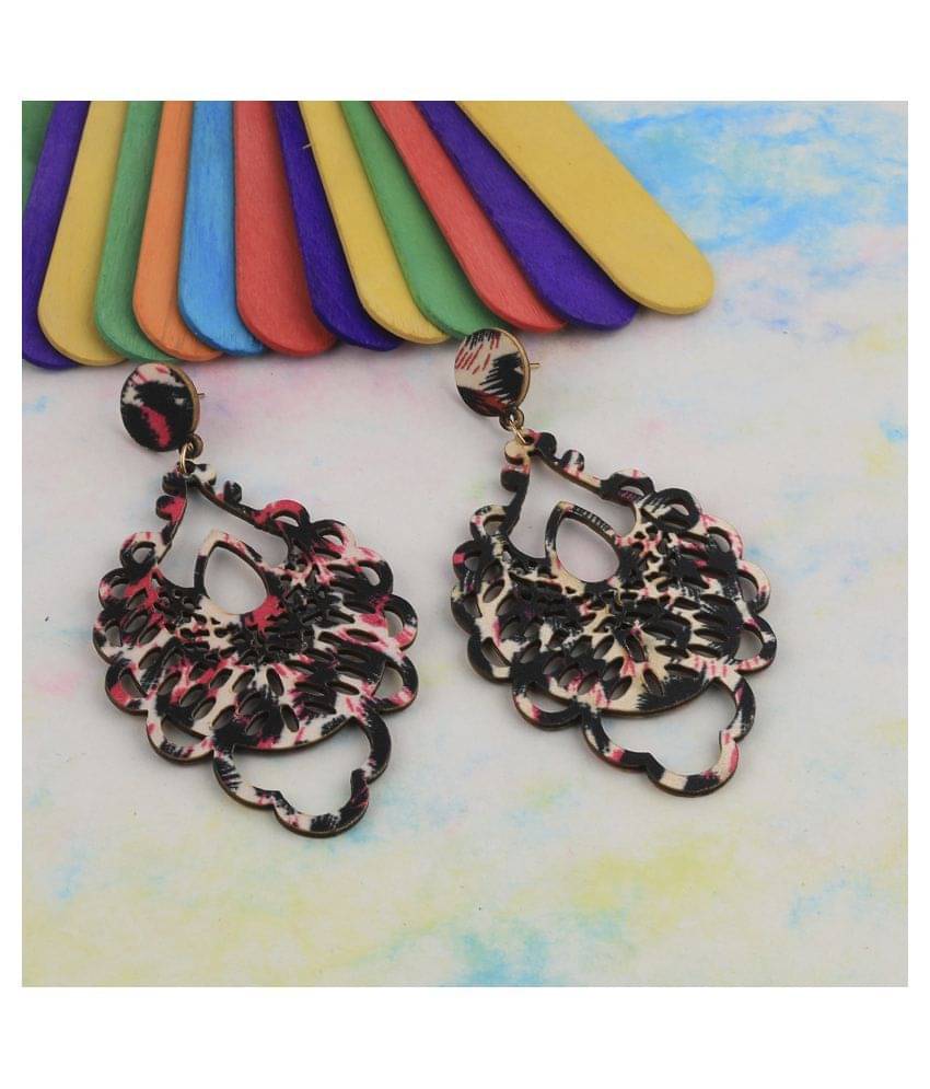     			SILVER SHINE Antique Natural  Wooden Dangler Earrings for Girls and Women.