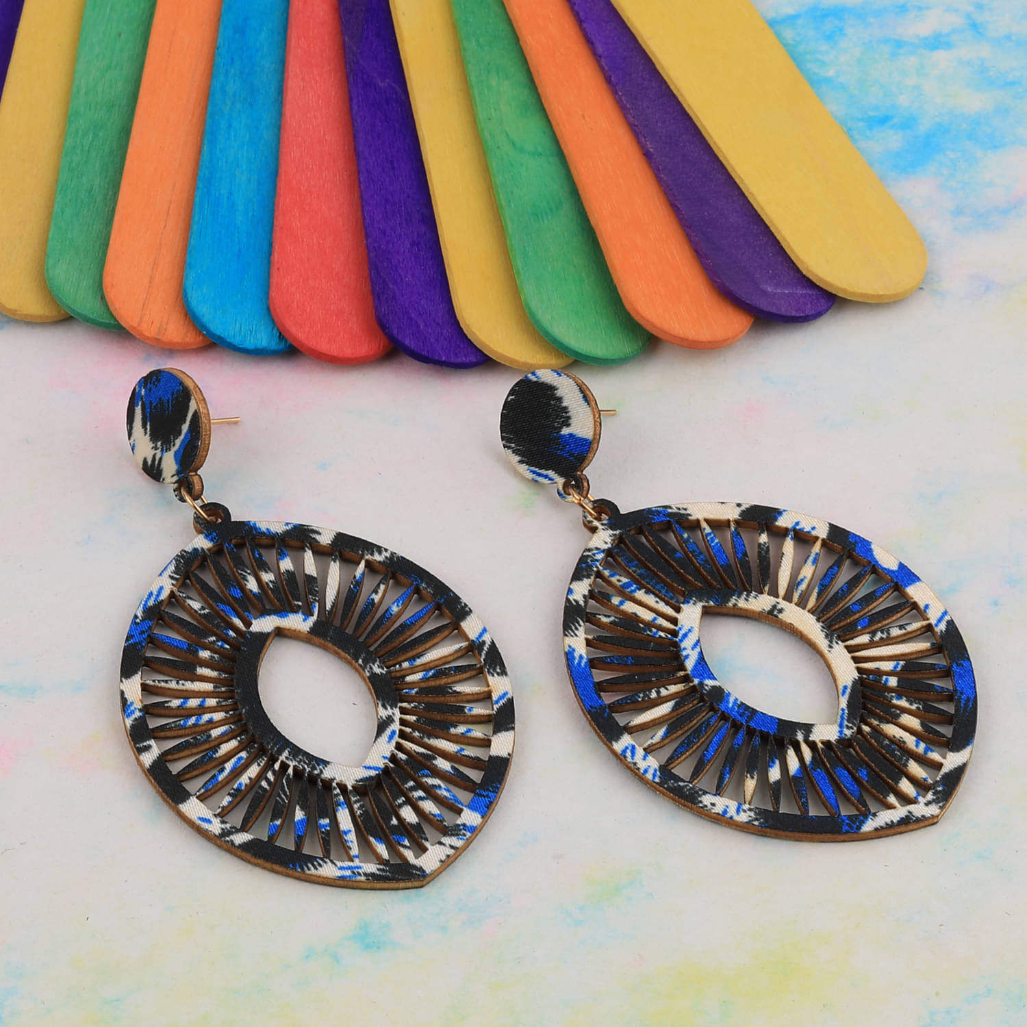 SILVER SHINE Designer Dangler Wooden Light Weight Earrings for Girls and Women. SILVER SHINE Designer Dangler Wooden Light Weight Earrings for Girls and Women.