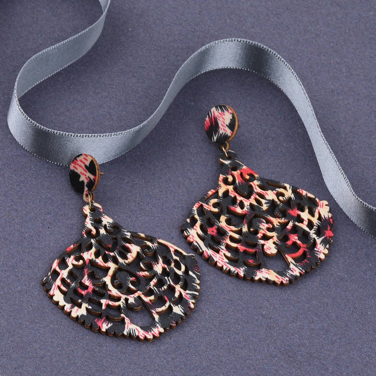     			SILVER SHINE Ethnic Party Wear Dangler Wooden Earrings For Girls and Women