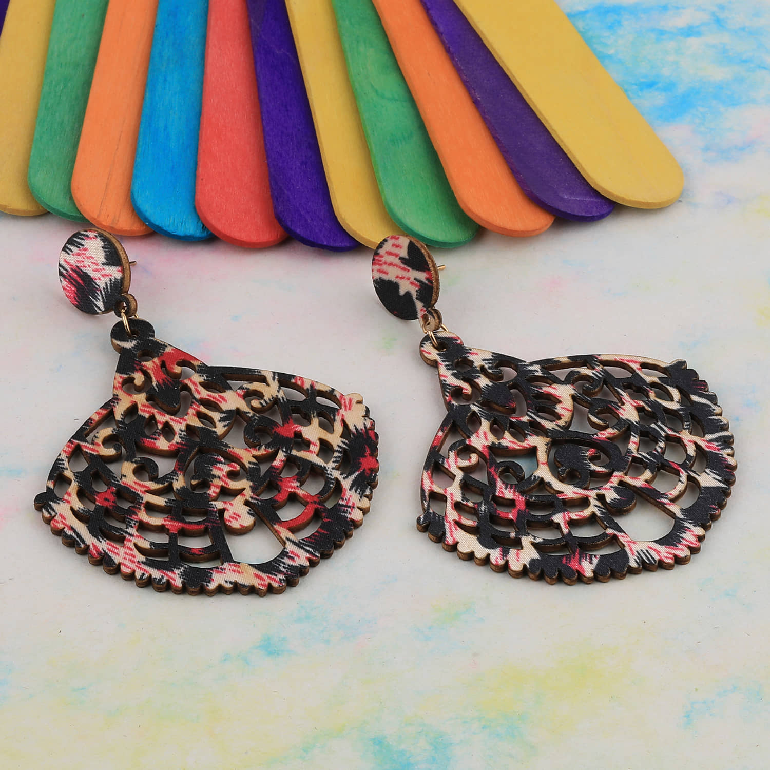 SILVER SHINE Ethnic Party Wear Dangler Wooden Earrings For Girls and Women - Earrings | Buy online on ZillyBuy