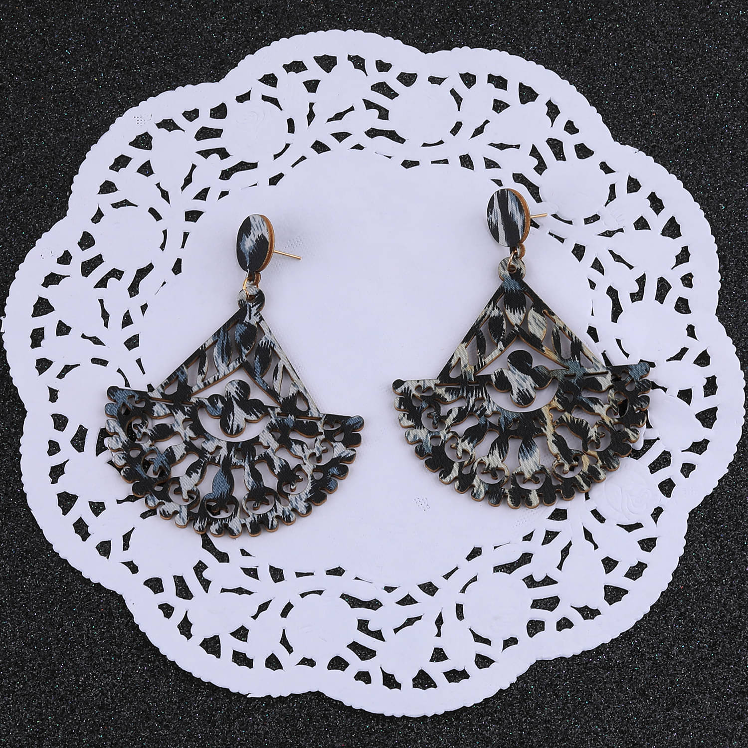     			SILVER SHINE Party Wear Dangler  Wooden Earrings For Girls and Women
