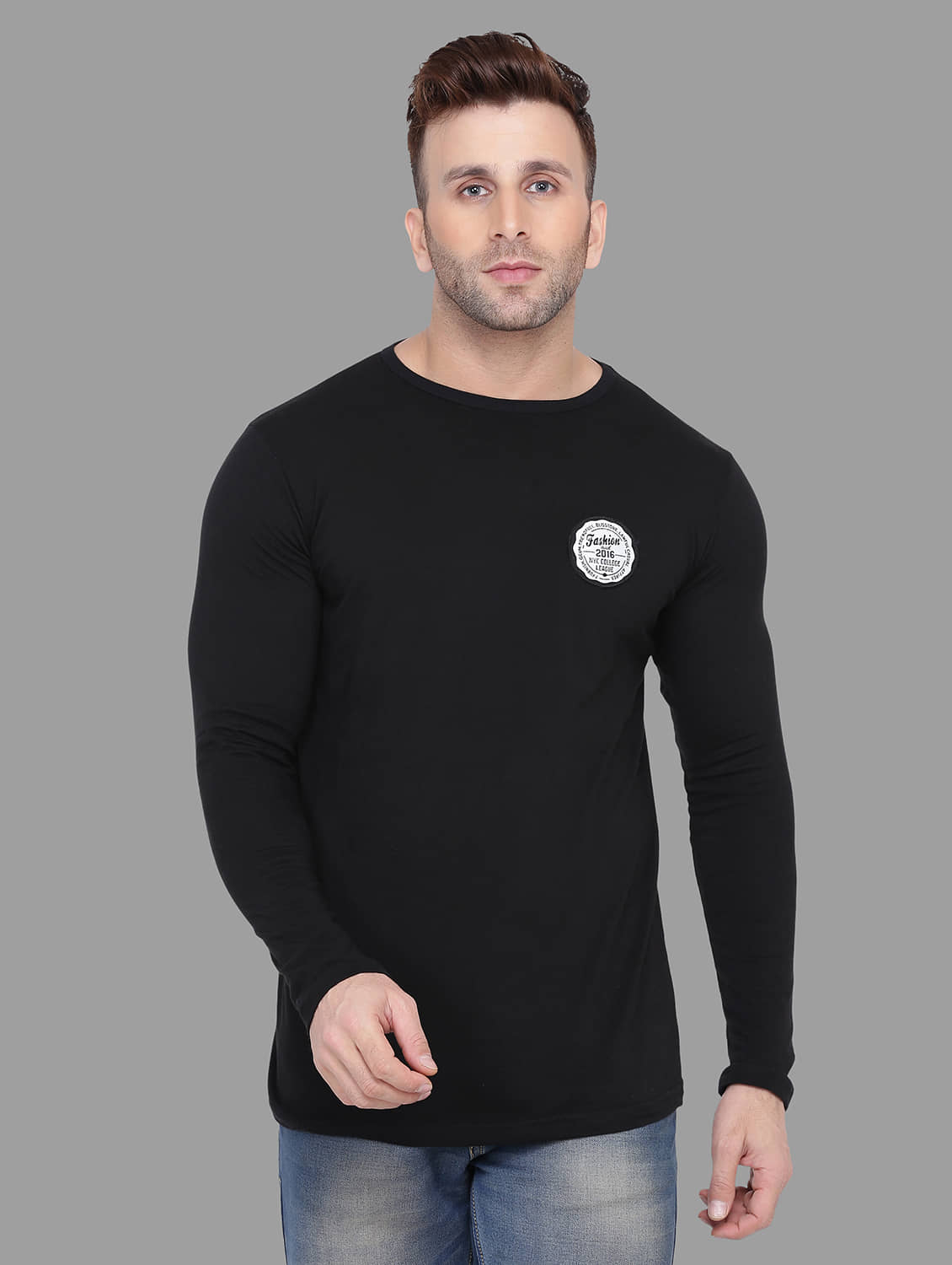 Tfurnish Cotton Blend Black Solids T-Shirt