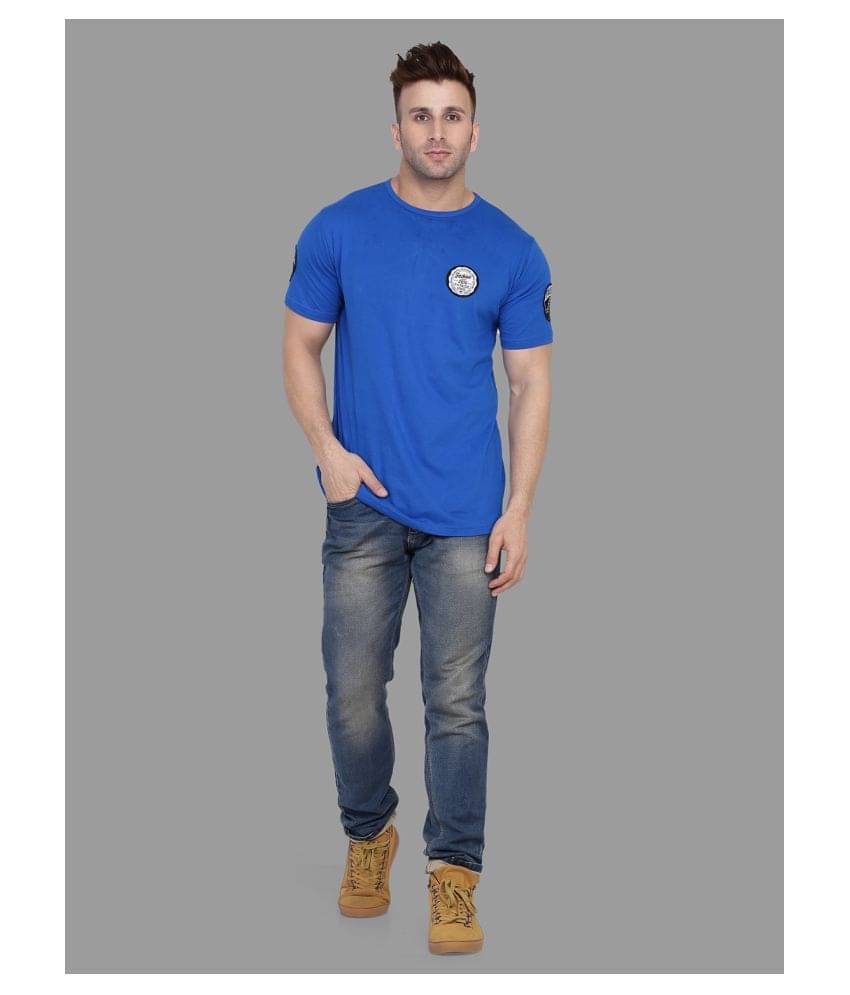 Tfurnish Cotton Blend Blue Solids T-Shirt     			Tfurnish Cotton Blend Blue Solids T-Shirt