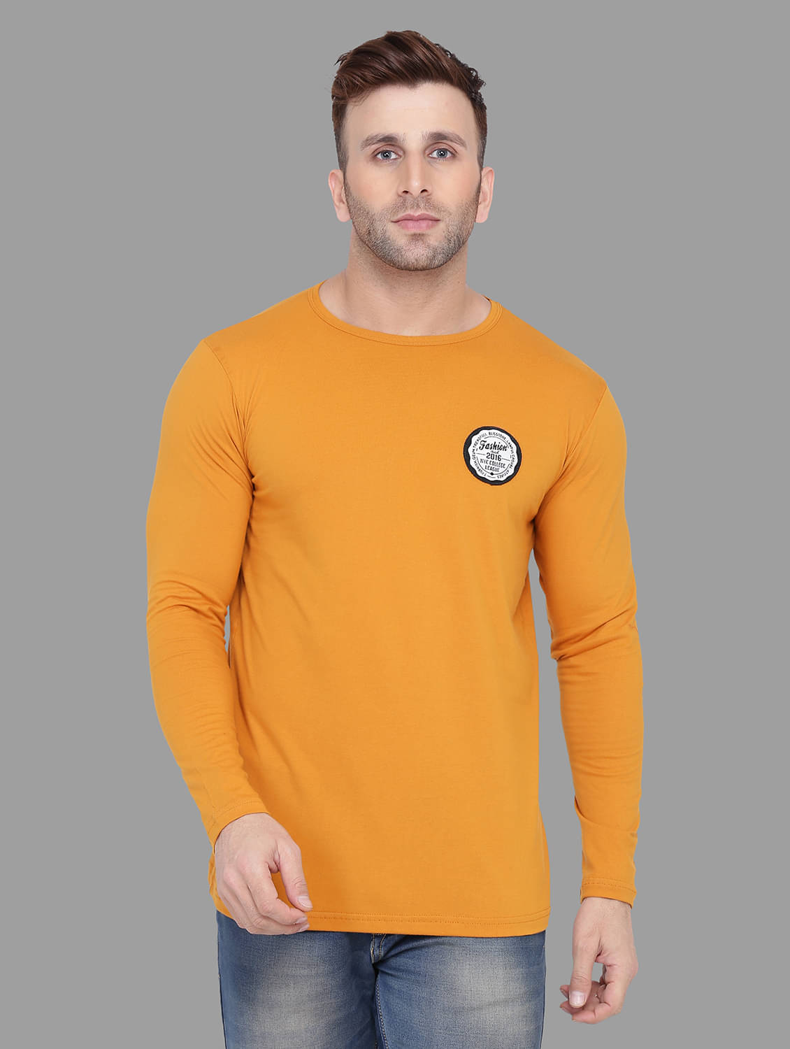 Tfurnish Cotton Blend Gold Solids T-Shirt Tfurnish Cotton Blend Gold Solids T-Shirt