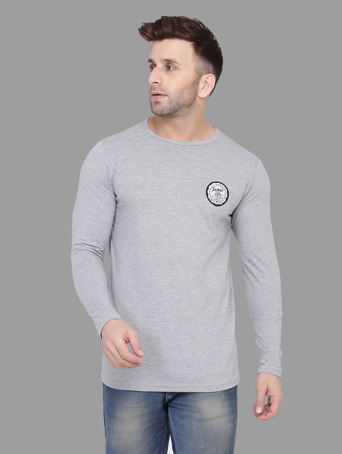     			Tfurnish Cotton Blend Silver Solids T-Shirt