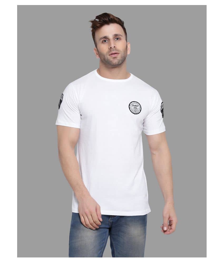 Tfurnish Cotton Blend White Solids T-Shirt