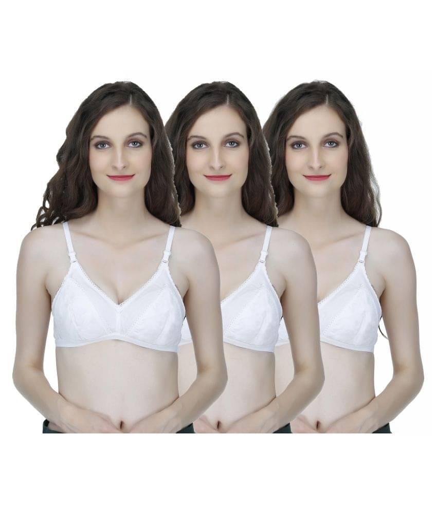 Elina Pack of 3 Cotton Non Padded Women's T-Shirt Bra ( White )     			Elina Pack of 3 Cotton Non Padded Women's T-Shirt Bra ( White )