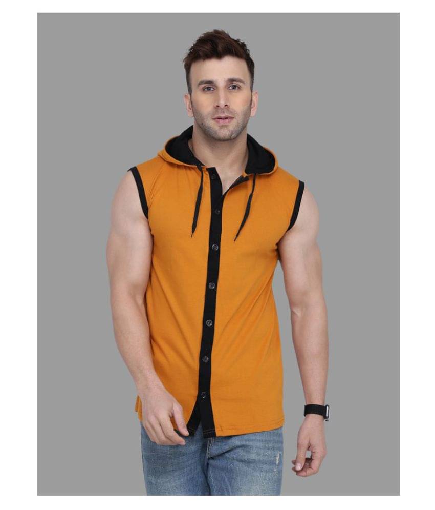     			Tfurnish Cotton Blend Gold Solids T-Shirt