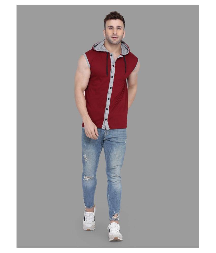     			Tfurnish Cotton Blend Maroon Solids T-Shirt