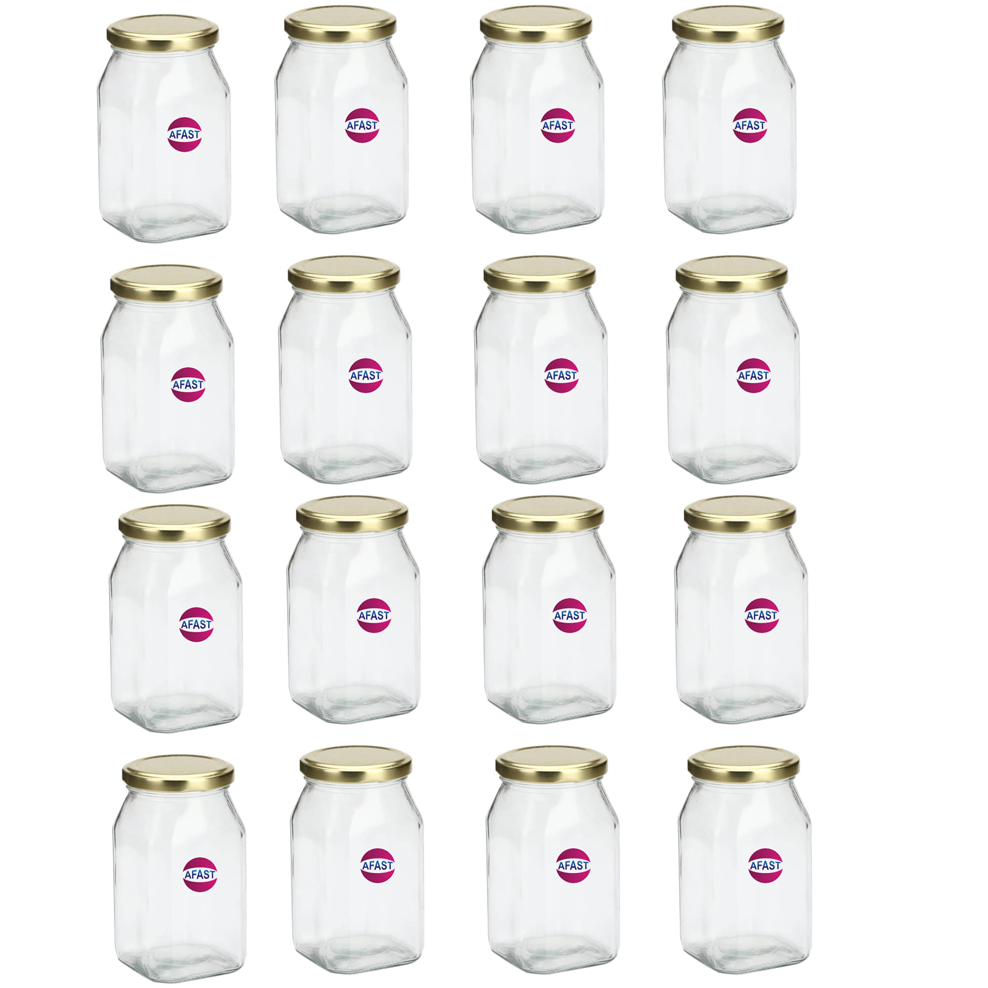     			Somil Glass Container, Transparent, Pack Of 16, 300 ml