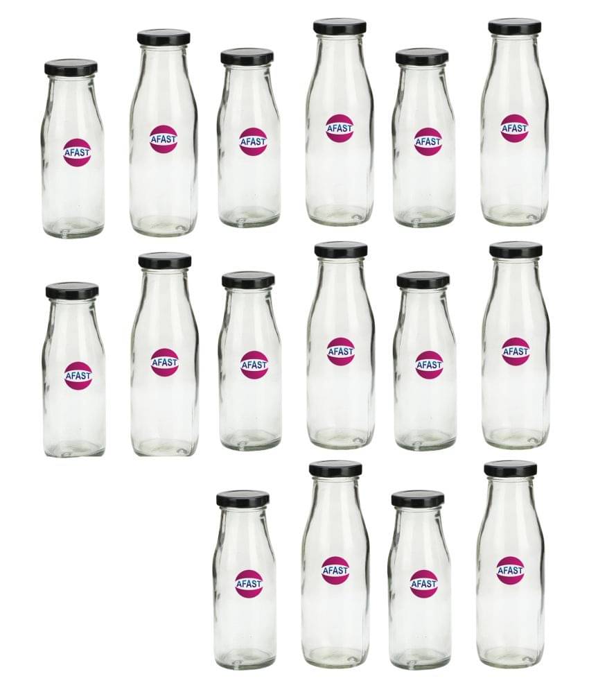     			Somil Glass Storage Bottle, Transparent, Pack Of 16, 300 ml