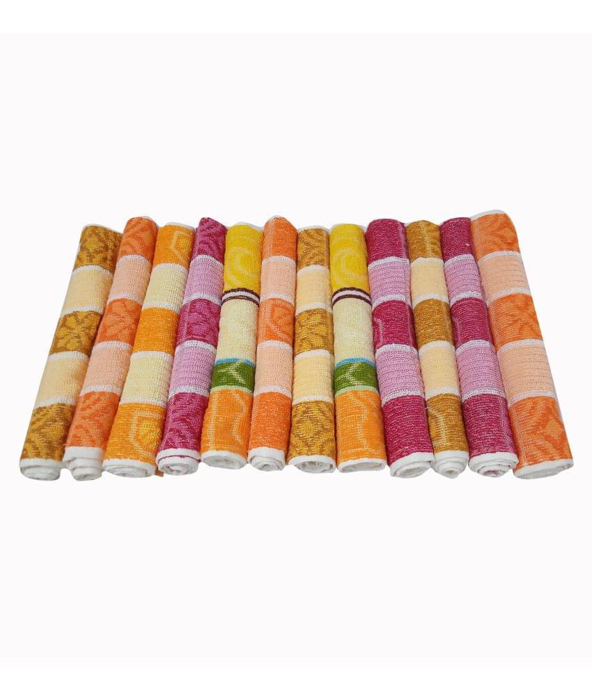     			Feather Green Set of 12 Face Towel Multi