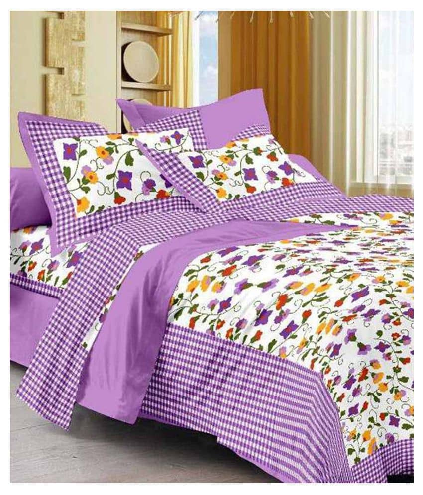HandiCave Cotton Double Bedsheet with 2 Pillow Covers ( 229 cm x 254 cm )