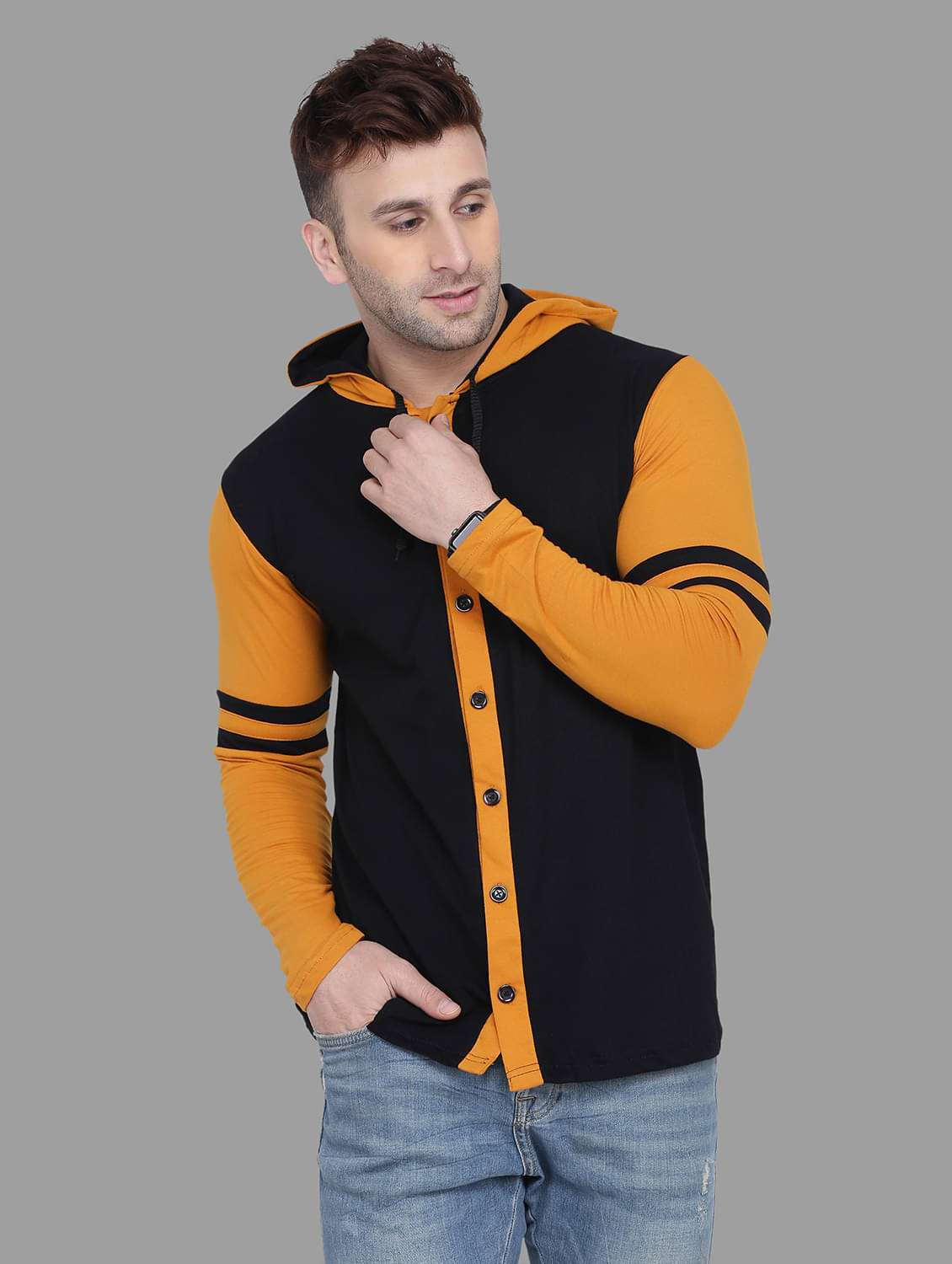     			Tfurnish Cotton Blend Gold Solids T-Shirt