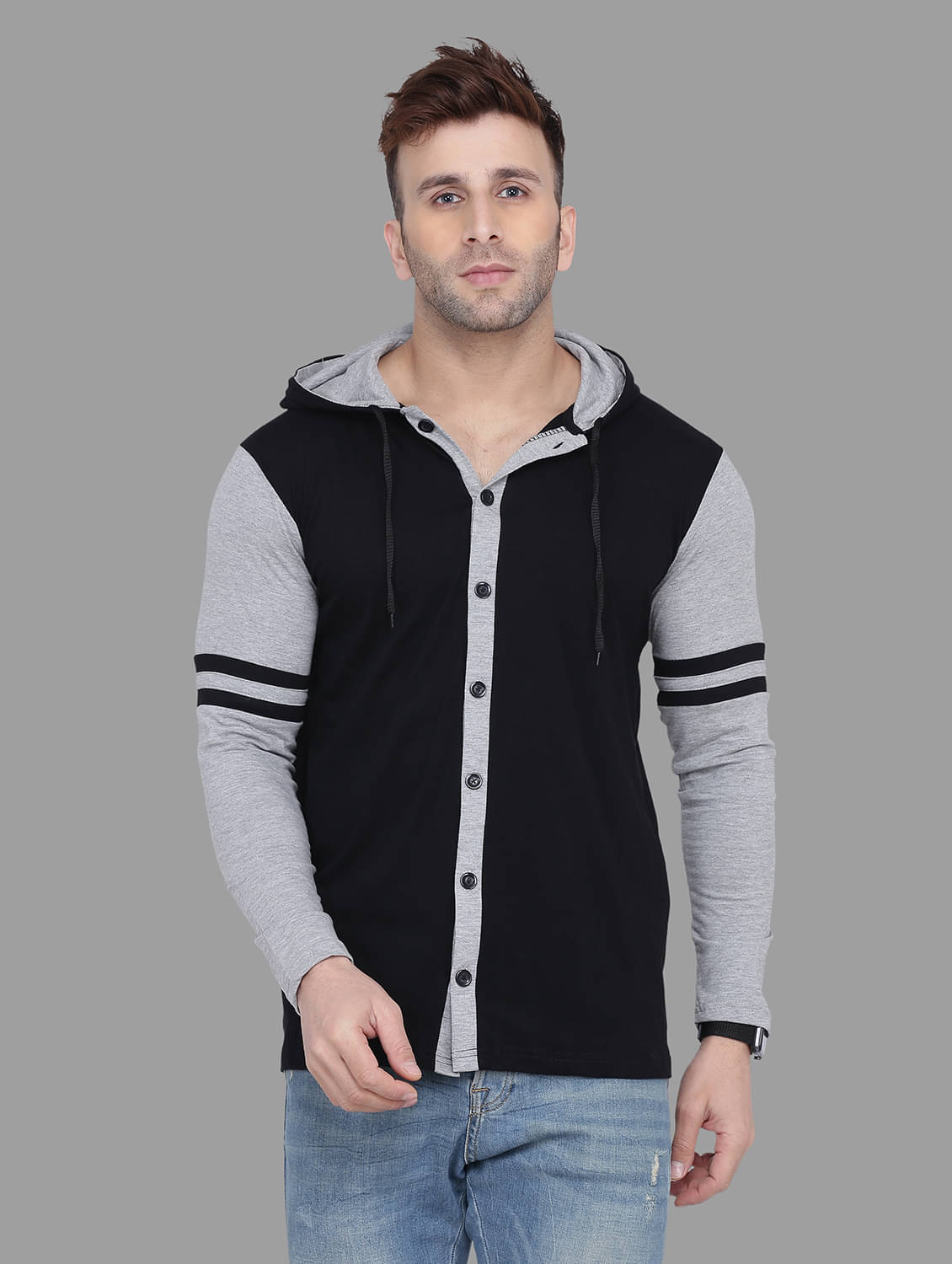     			Tfurnish Cotton Blend Grey Solids T-Shirt