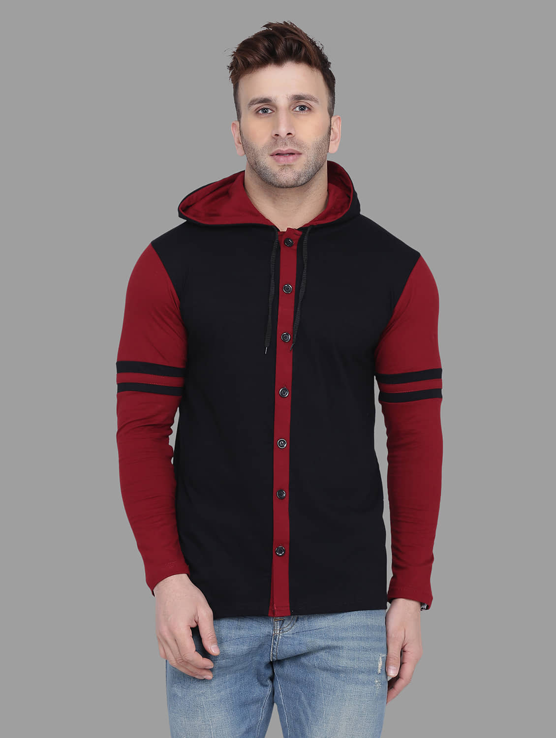 Tfurnish Cotton Blend Maroon Solids T-Shirt