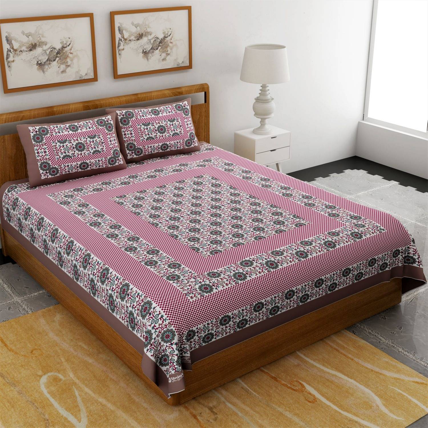     			Uniqchoice Cotton Double Bedsheet ( Beige )