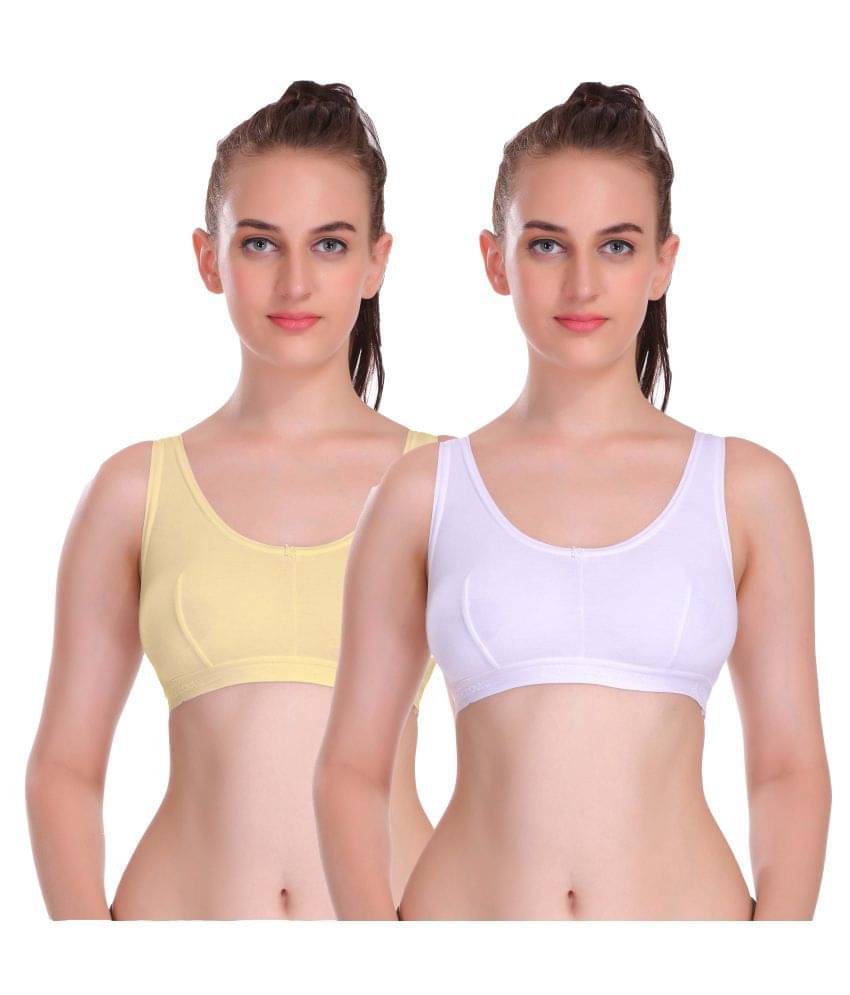     			Eve's Beauty Multi Color Cotton Blend Solid Sports Bra