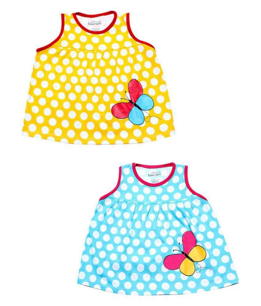 Babeezworld Pack of 2 Baby Girls 100% Cotton Frocks ( Multi )