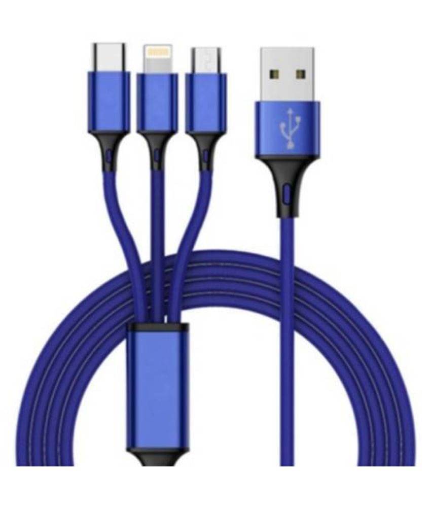     			LIMONG 1m Data Cables 3 IN 1,1000 Mbps Speed,Data Transfer,Fast Charging - Blue