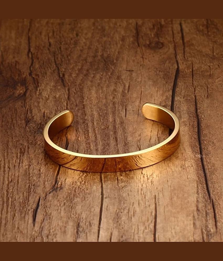 The Jewelbox Solid Cuff 18K Gold 316L Surgical Stainless Steel Cuff Kada Bangle Bracelet For Boys Men - Bangles & Bracelets | Buy online on ZillyBuy