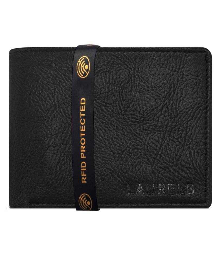     			Laurels PU Black Casual Regular Wallet