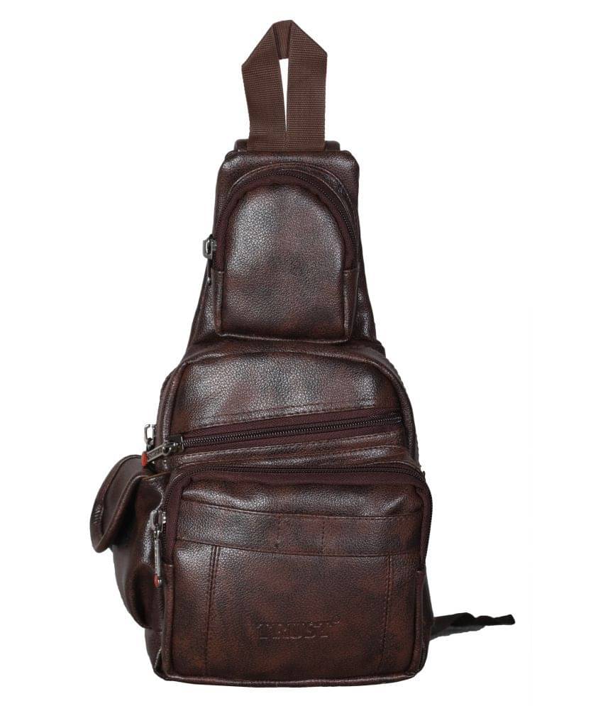     			Trust Brown P.U. Casual Messenger Bag