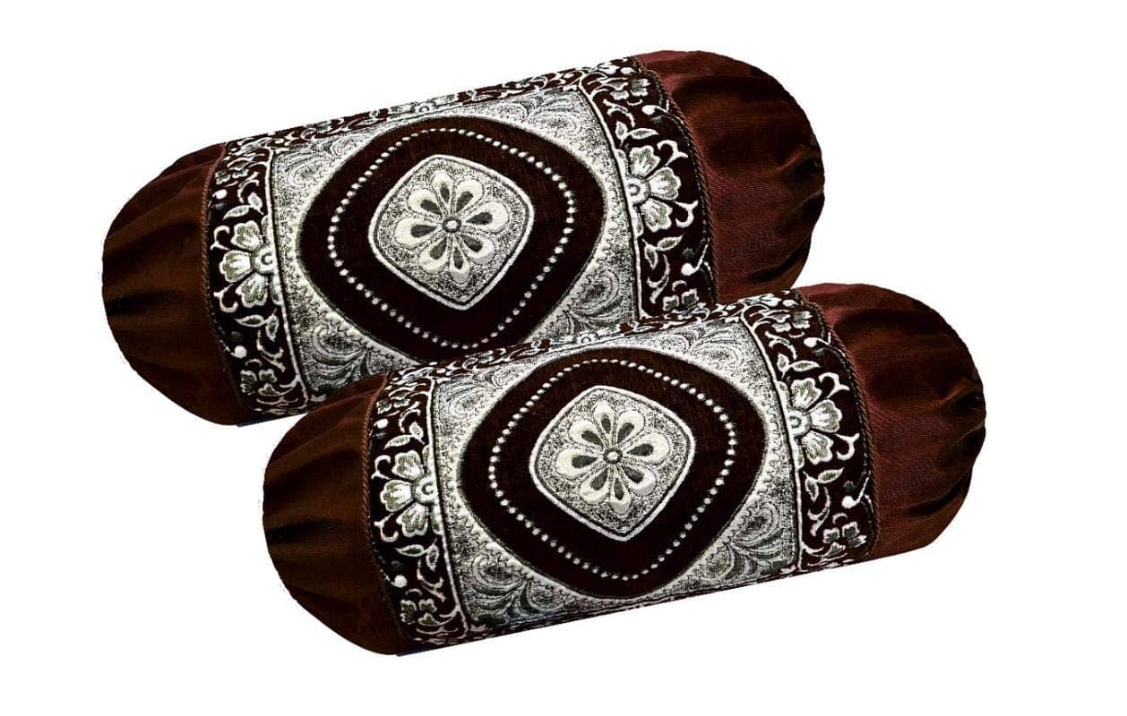 MAHALUXMI COLLECTION Set of 2 Velvet Bolster Covers