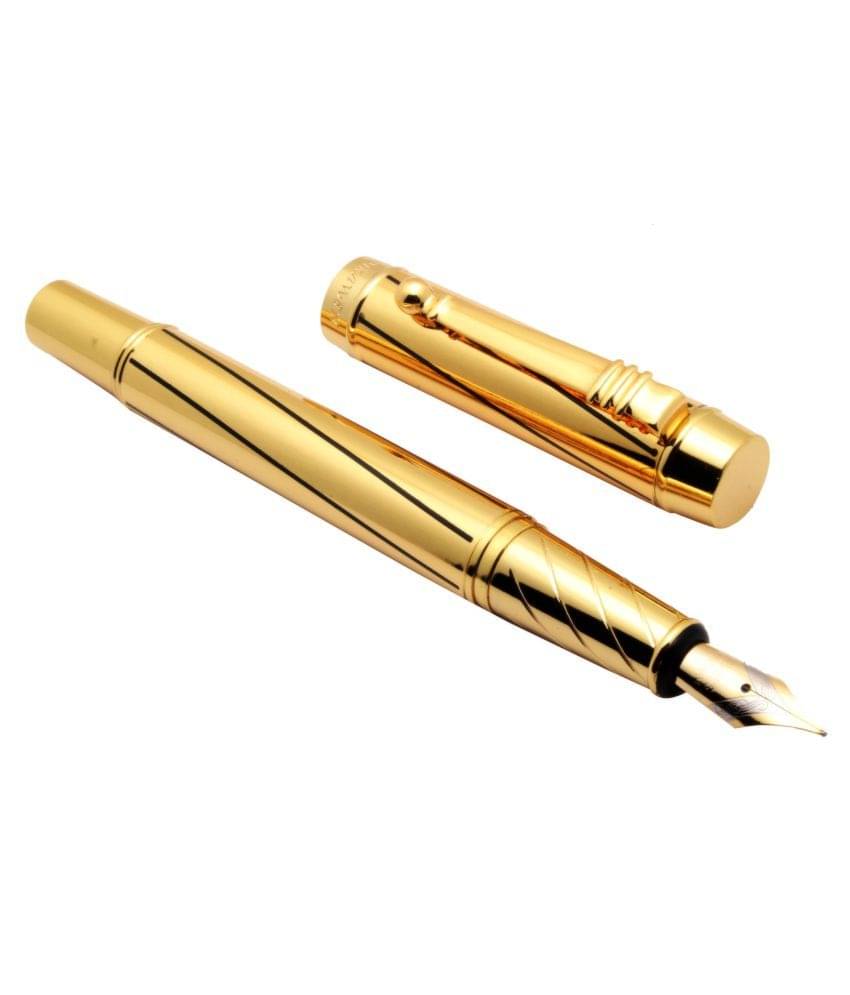 Dikawen 8037 Exclusive Gold Plated Fountain Pen With Black Spiral Lines Dikawen 8037 Exclusive Gold Plated Fountain Pen With Black Spiral Lines