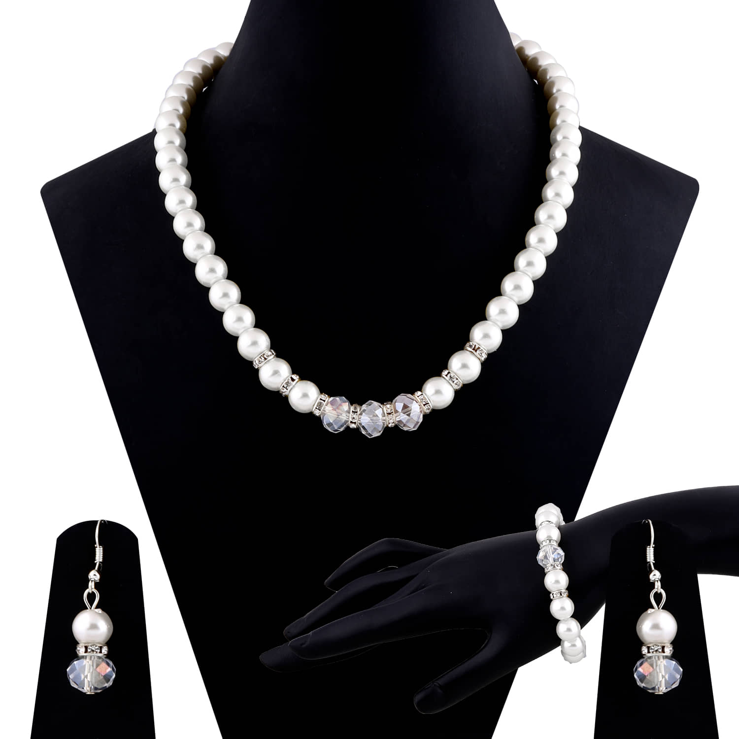 Silver Shine Alloy White Contemporary Contemporary/Fashion Antique Necklaces Set