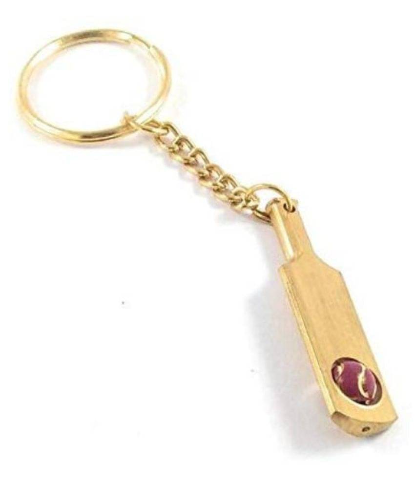     			ZYZTA Cricket Bat with Rotating Ball inside Metallic Key Chain