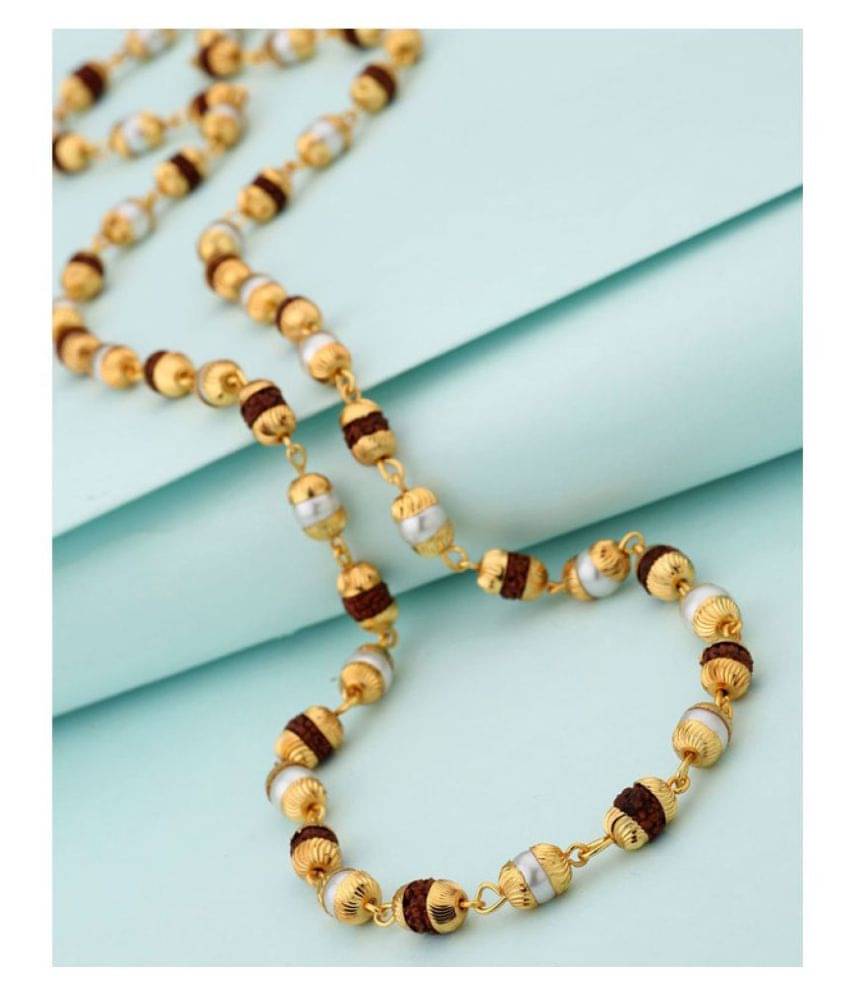    			PAYSTORE rudraksha in golden white cap mala