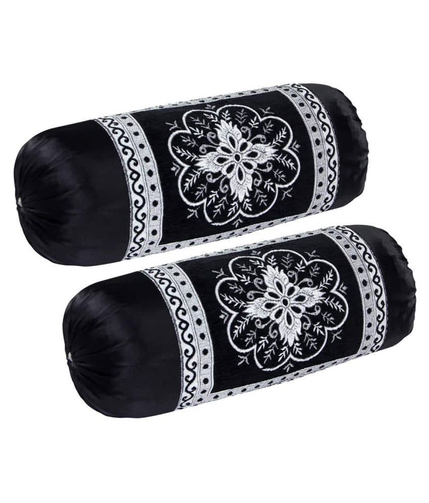 MAHALUXMI COLLECTION Set of 2 Velvet Bolster Covers (Size - 16 In X 35 In)