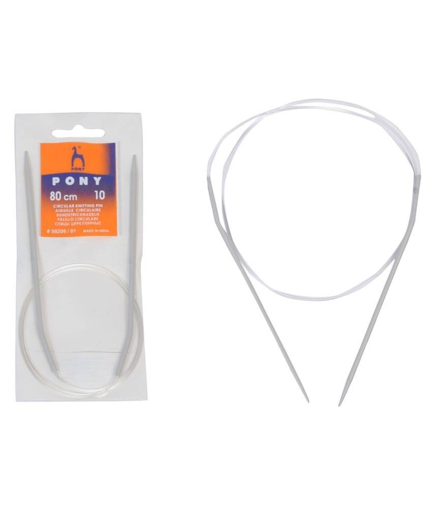     			Pony Aluminium Fixed C ircular Knitting Needles Pin 80cm,NO - 10 (3.25 mm)