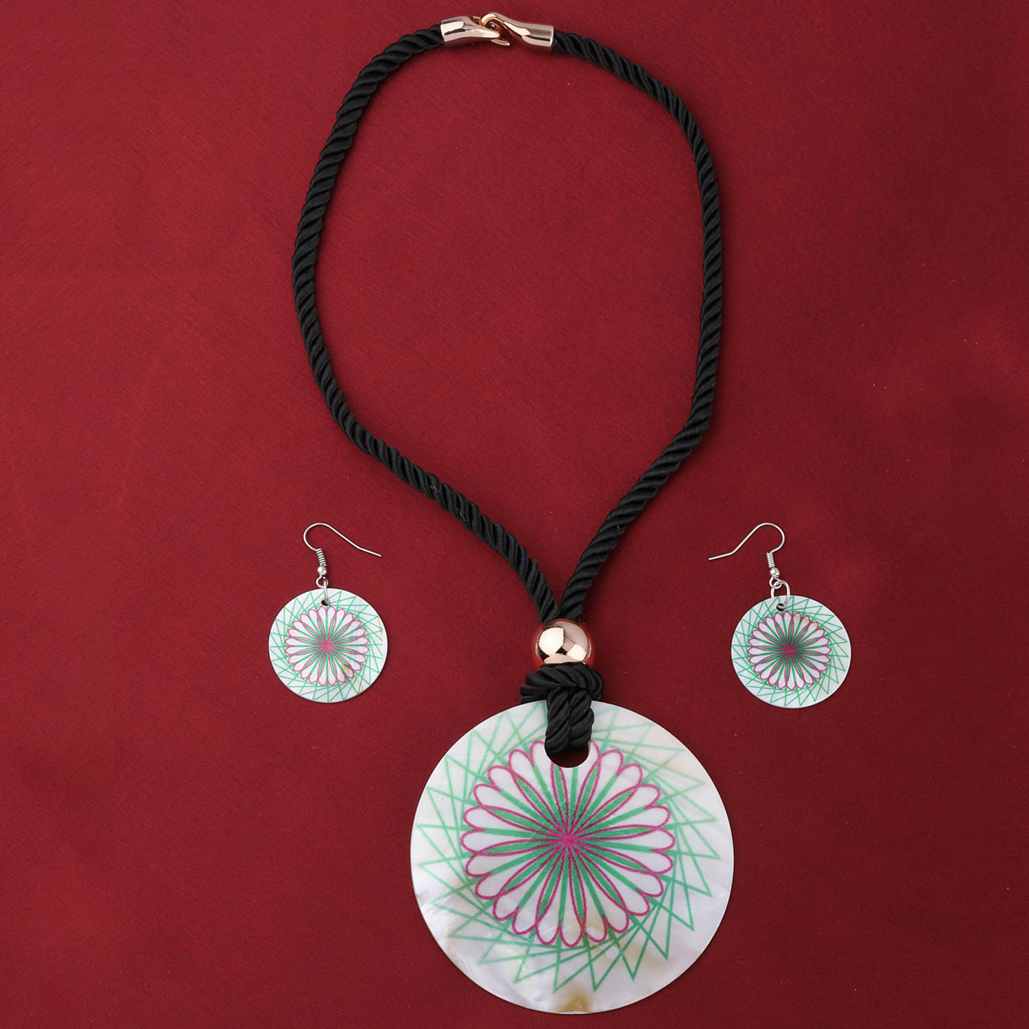 SILVER SHINE Delicate Stylish Round Pendant Set For Women Girl SILVER SHINE Delicate Stylish Round Pendant Set For Women Girl