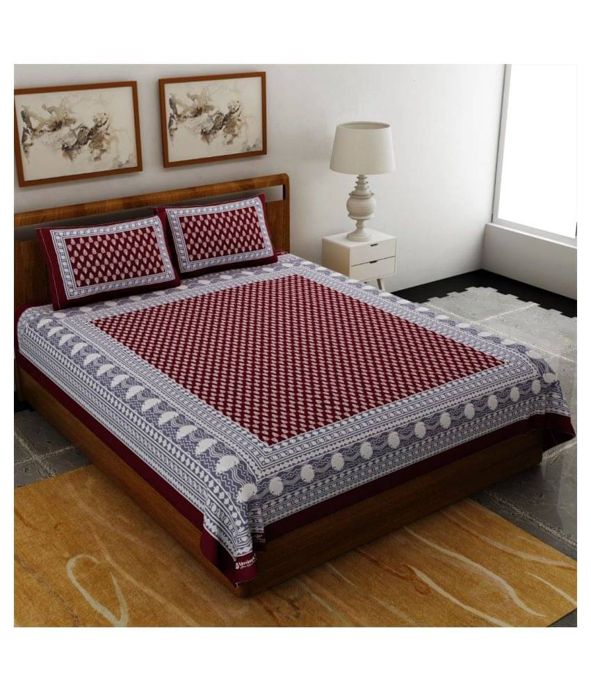 Uniqchoice Cotton Double Bedsheet ( Maroon ) Uniqchoice Cotton Double Bedsheet ( Maroon )