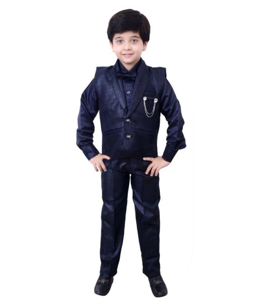 Arshia Fashions Boys Polyester Waistcoat ( Pack of 1 , Blue )